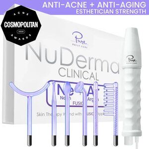 NEW Pure Daily Care NuDerma Clinical High Frequency Wand Skin Therapy FUSION